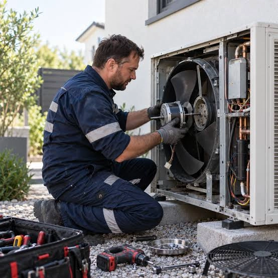 Technician working with electrical equipment