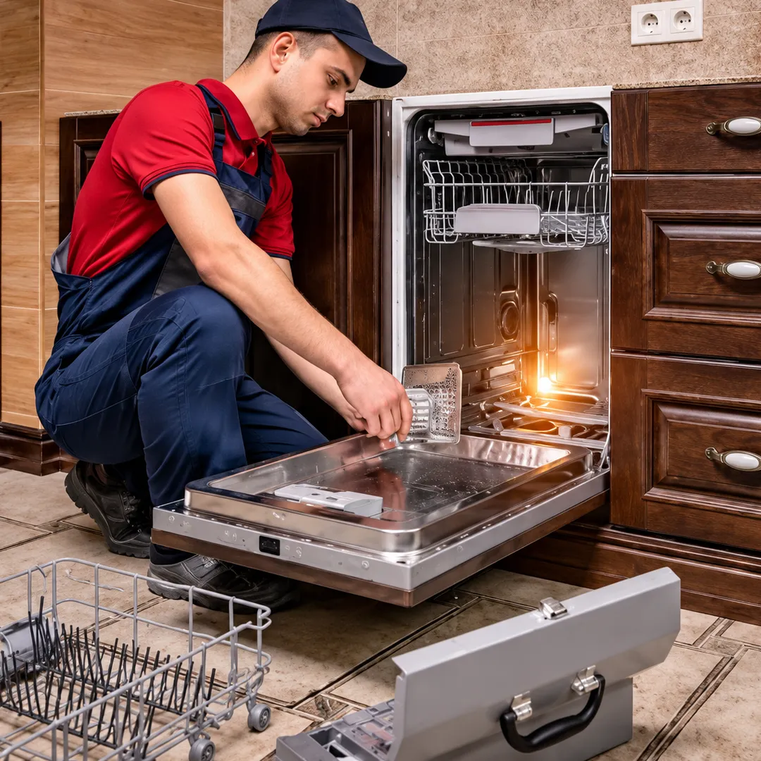 Technician working with tools during a repair
